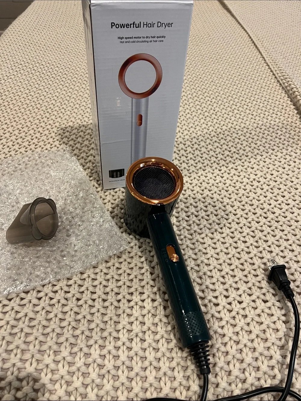 Powerful Hair Dryer - Dark Green with Rose Gold Accents